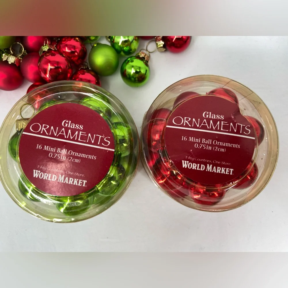 144 Glass Ball Ornaments red‎ green & silver some in original package